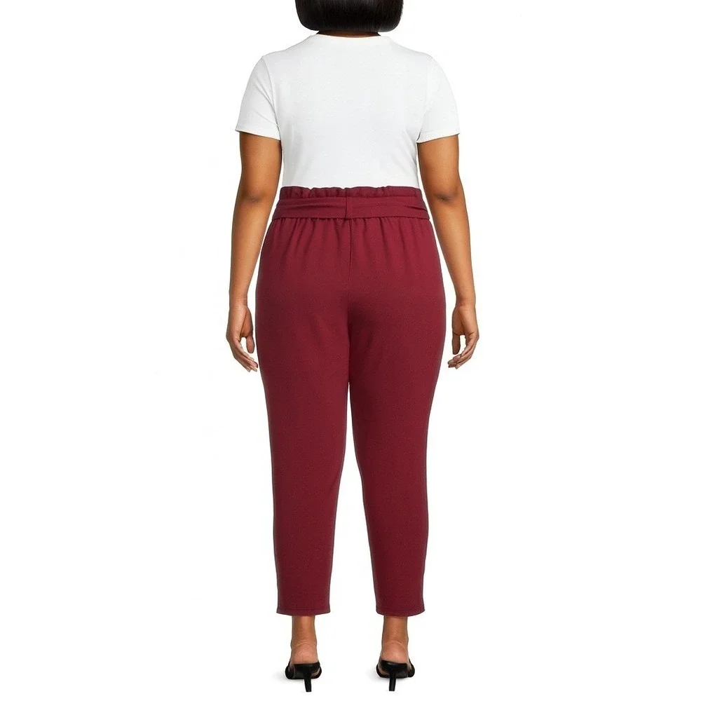 Hanna Nikole Plus Size Cropped Pants Wine 18W New‎ With Tags